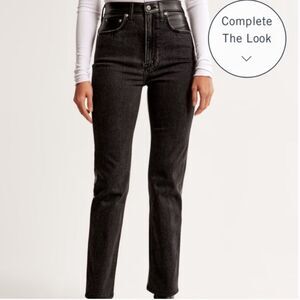 Abercrombie Mixed Fabric Ankle Straight Jean-Black With Leather size 27/4